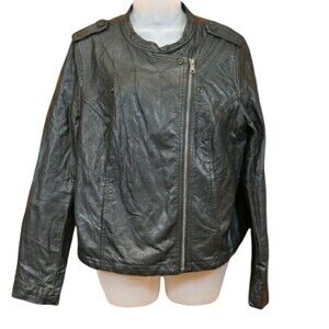 Sanctuary Vegan Leather Moto Jacket Black Large